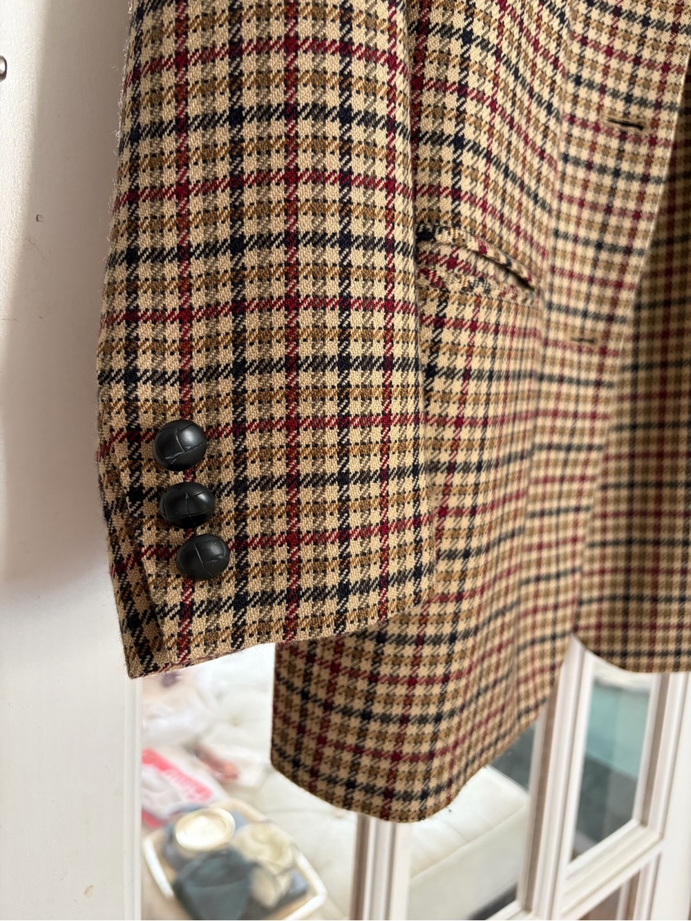 Talbots Petite Houndstooth Tweed Blazer in Beige, Red and Black - Picture 5 of 5